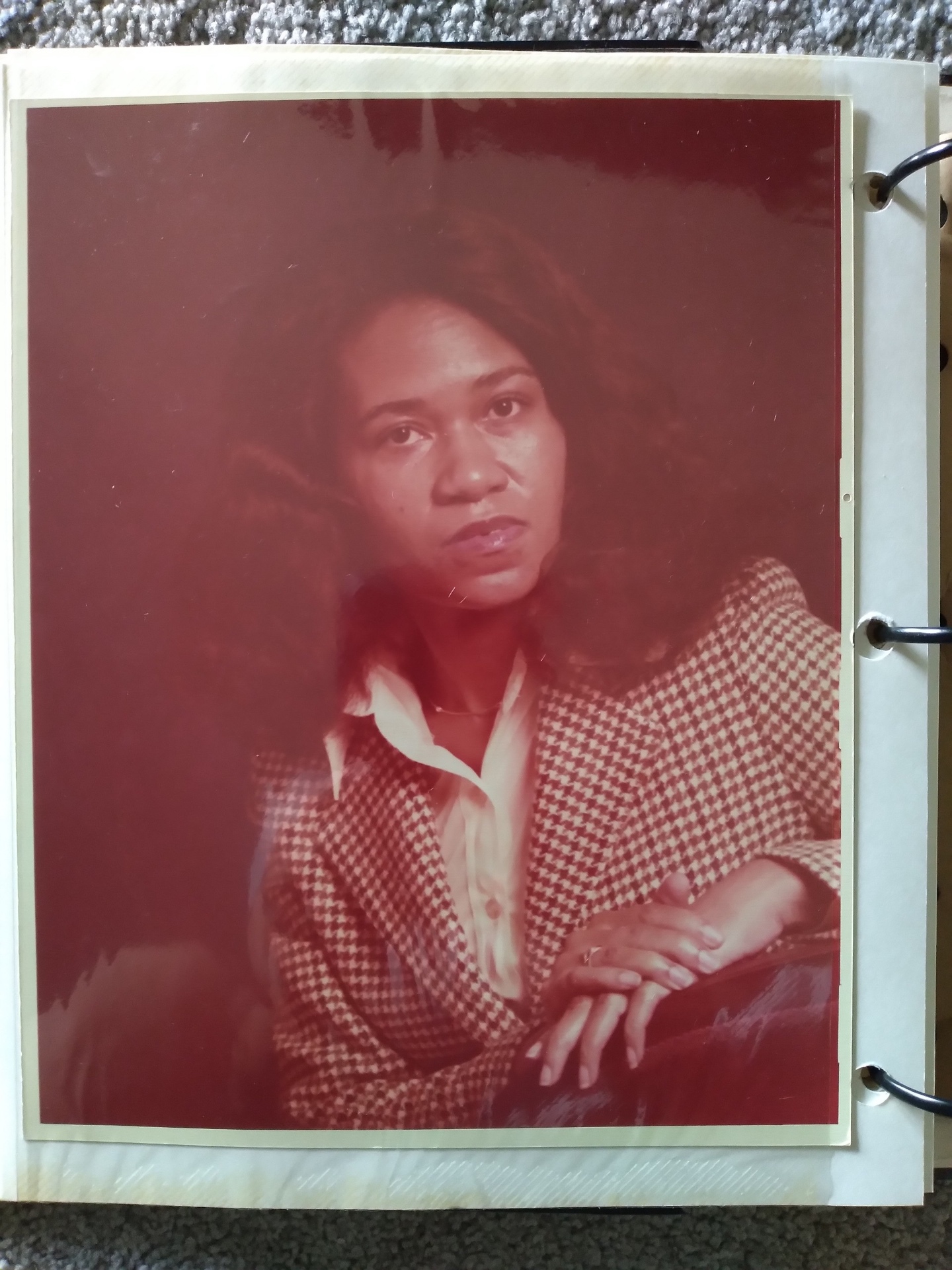 Vintage portrait of a Knighton woman in a houndstooth jacket
